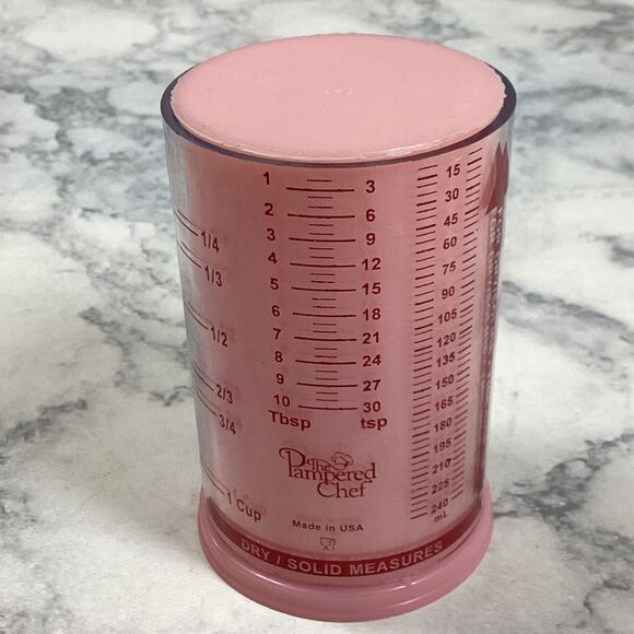 Pampered Chef Mini Measure All Cup Pink Breast Cancer 9897 Dry Liquid 1 Cup - Picture 2 of 5